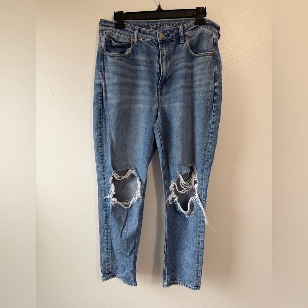 American Eagle Outfitters Ripped Blue Boyfriend Jeans